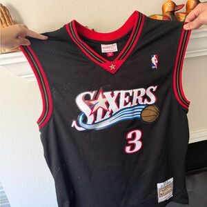 Mitchell & Ness Black and Red Sixers Jersey